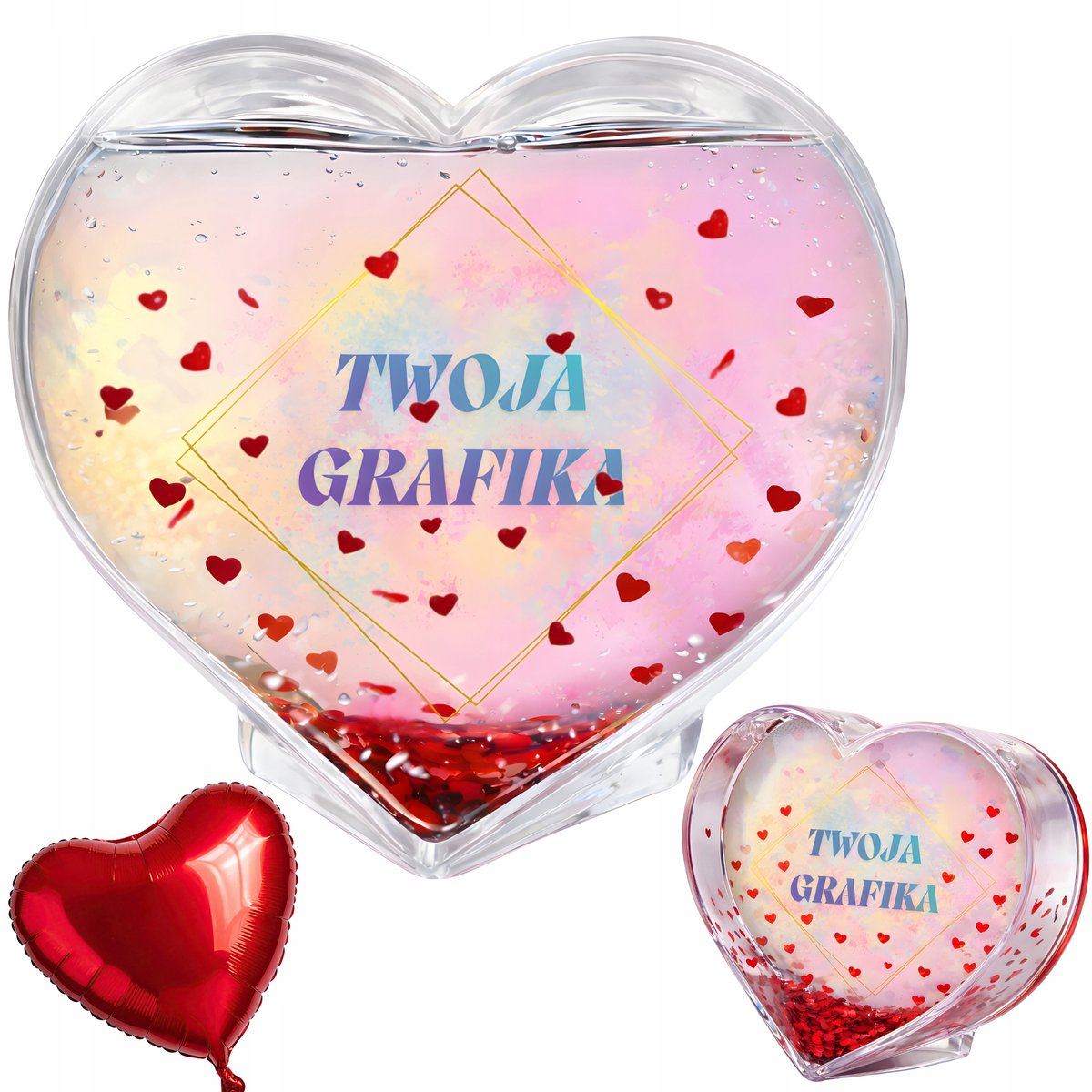 Merkloze Waterfoto Frame Hart met Gepersonaliseerde Foto & Gratis Ballon