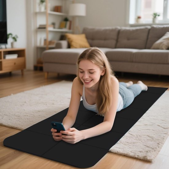 Opvouwbare Yogamat - Fitnessmat Outdoor - Thuis Sporten - Antislip Textuur - 06 cm dik - Zwart — afbeelding 3