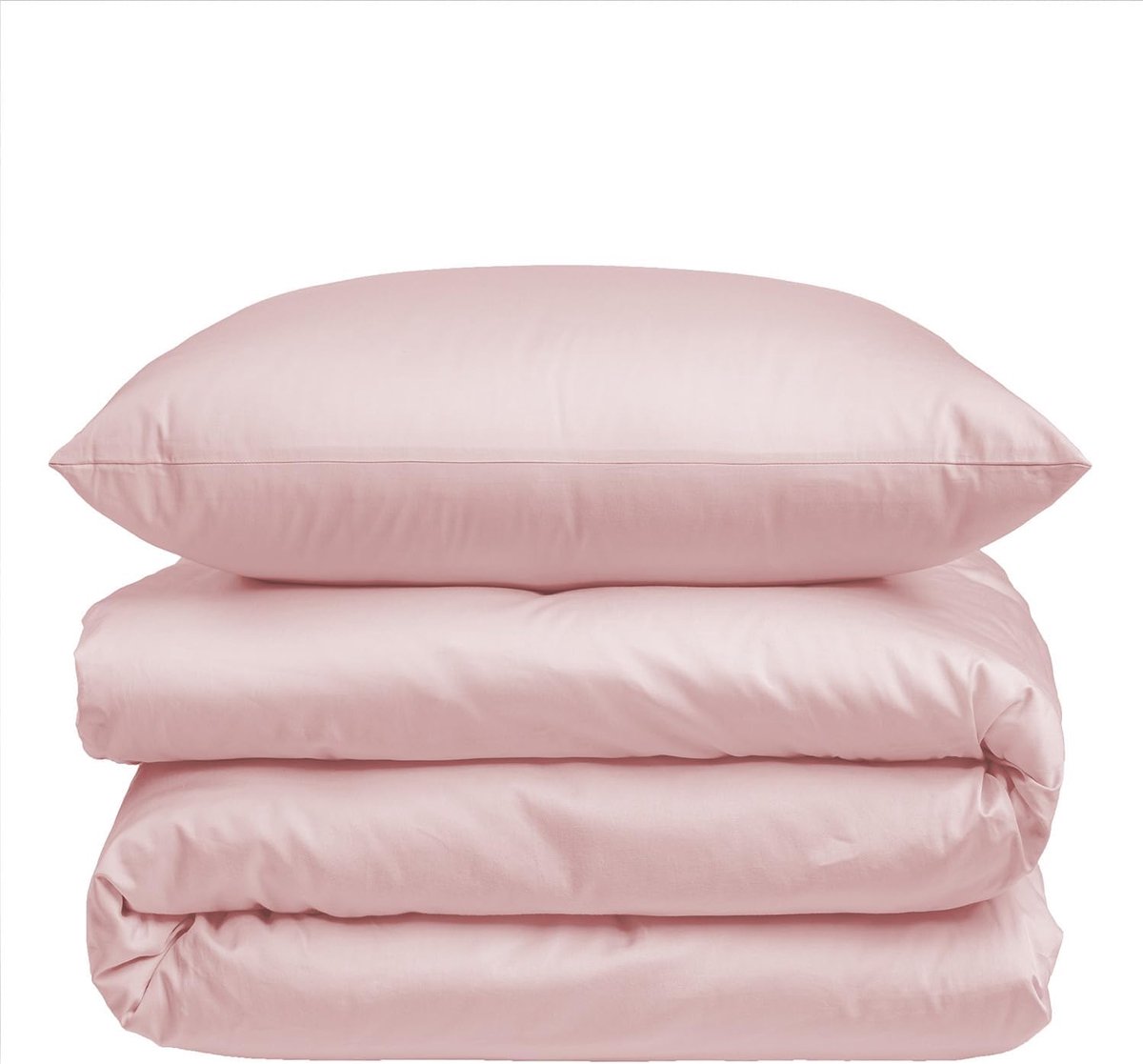 katoenen satijnen dekbedovertrek 200 x 220 cm + 2 kussenslopen 50 x 70 cm - beddengoedset met fijne ritssluiting - kleur zacht roze