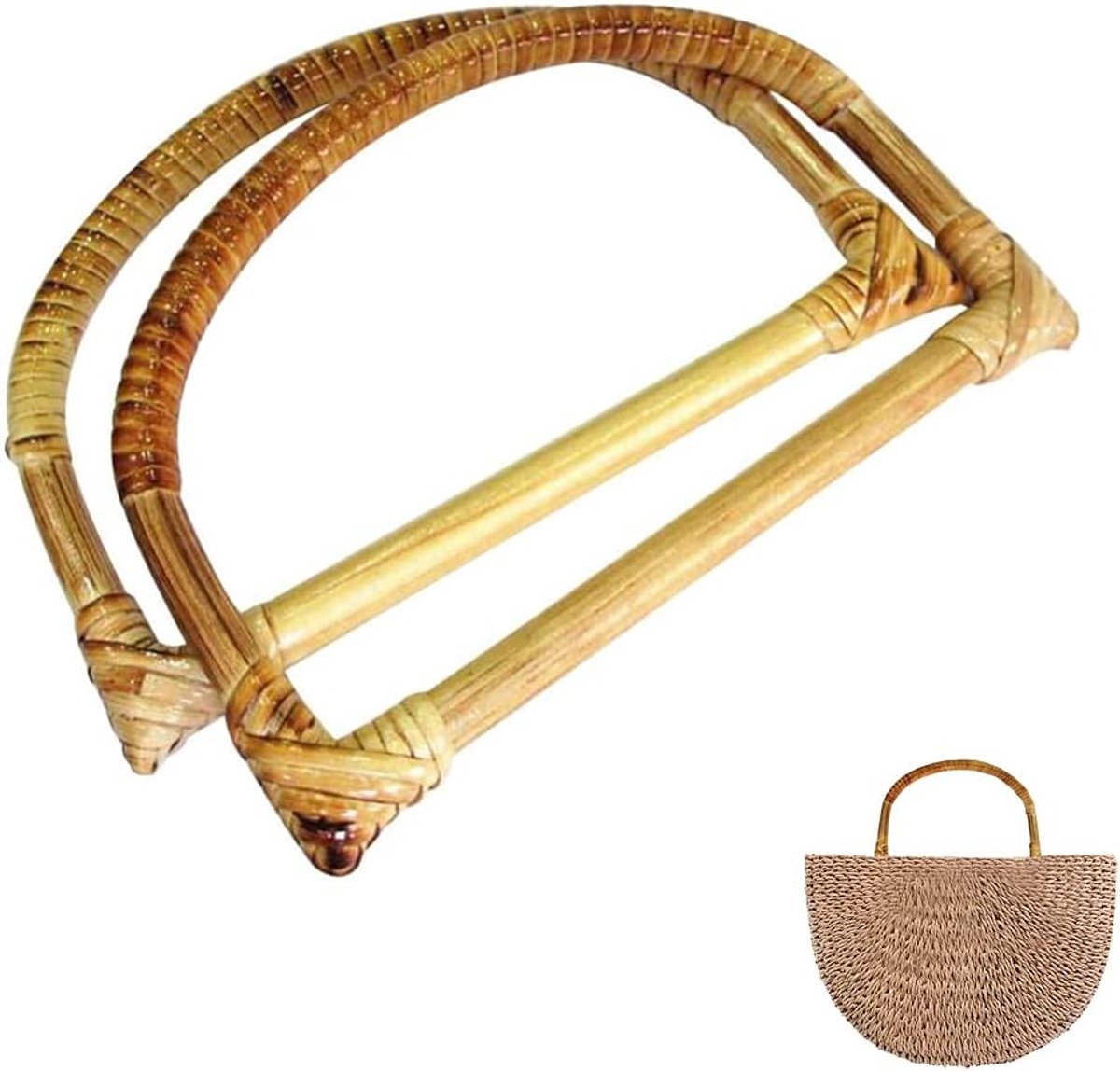 2 stuks houten handtas, handgrepen, tasgreep, handtas, vervangende handgrepen, D-vorm, massief hout, duurzaam, voor handgemaakte strandtassen, tassen, strotas, handtas (willekeurige kleur)