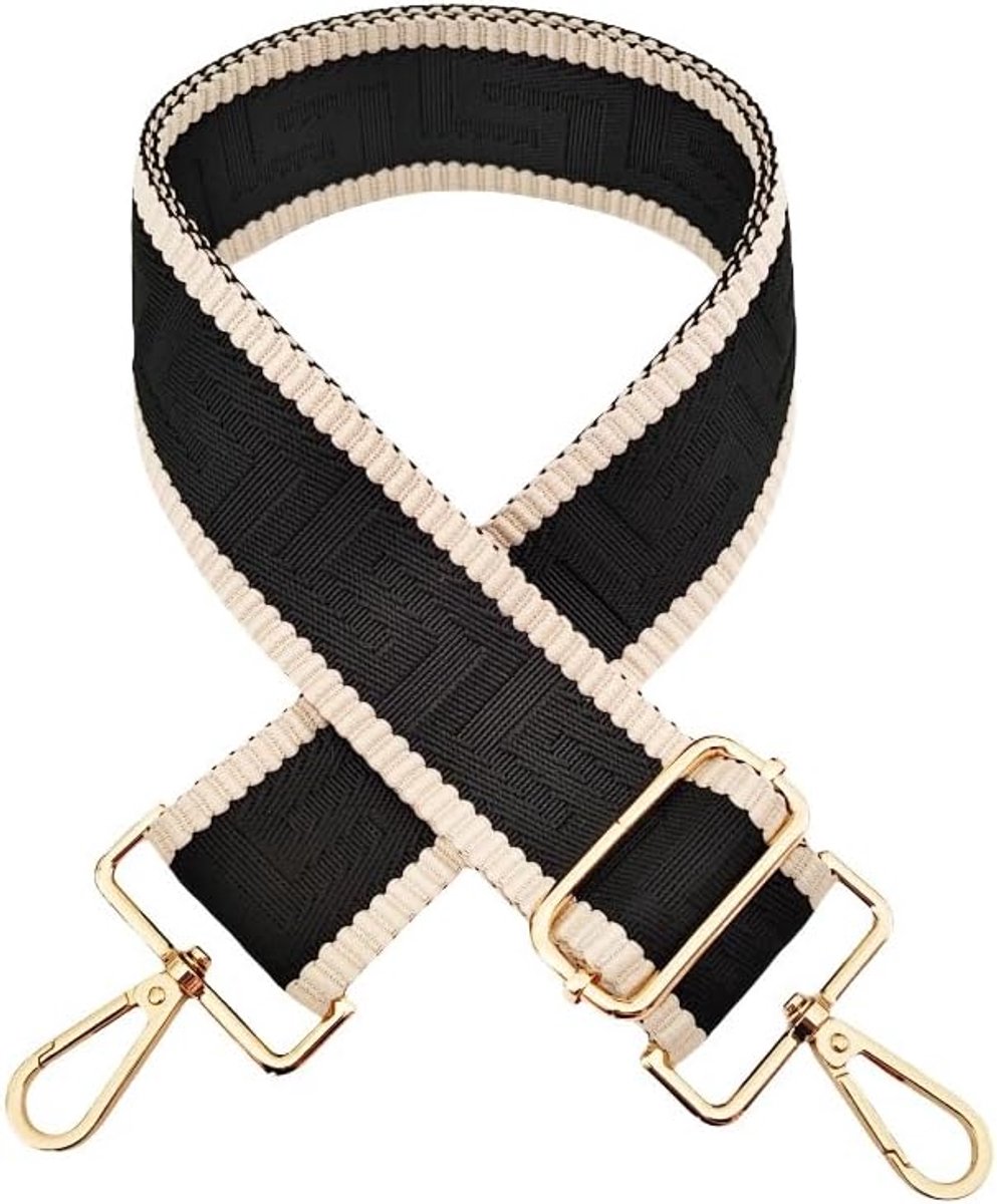 Schouderriem voor tassen breed 5 cm, dames tassenriemen om te wisselen kleurrijk verstelbare vervangende riem met karabijnhaak voor handtassen, draagtassen, canvas schoudertassen - Zwart