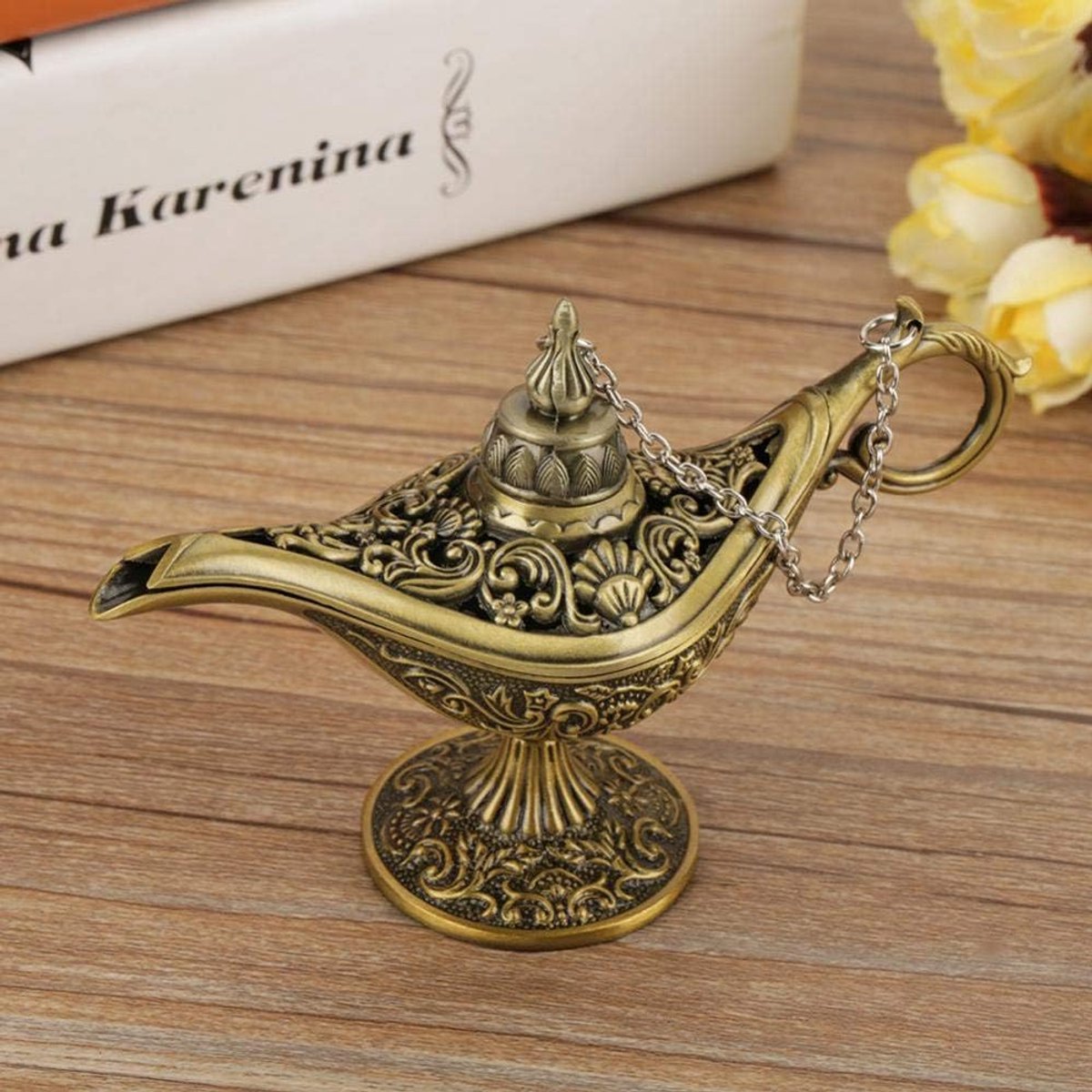 Magische Aladdin-lamp, genielamp, retrostijl ouderwetse stijl voor sieradenopslag voor woondecoratie(Bronze)