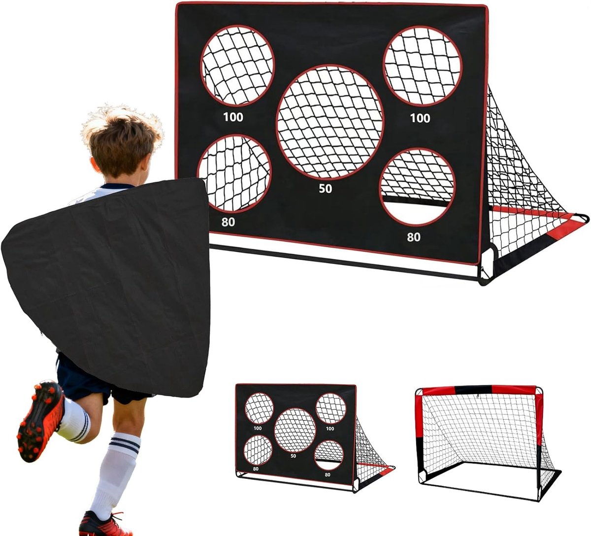 2-in-1 voetbaldoel voor tuin, kinderen, opvouwbaar, kleine voetbaldoelen voor tuin, voetbaldoel met doelwand, voetbaldoelen voor kinderen met draagtas, binnen en buiten, voor tuin, park, strand