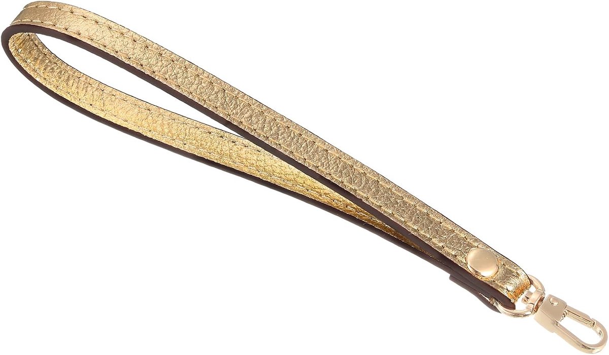 Leren armband, 18 cm (7,48 inch), vervangende armband, handtas, portemonnee, sleutelhanger, tas (brons, goud)