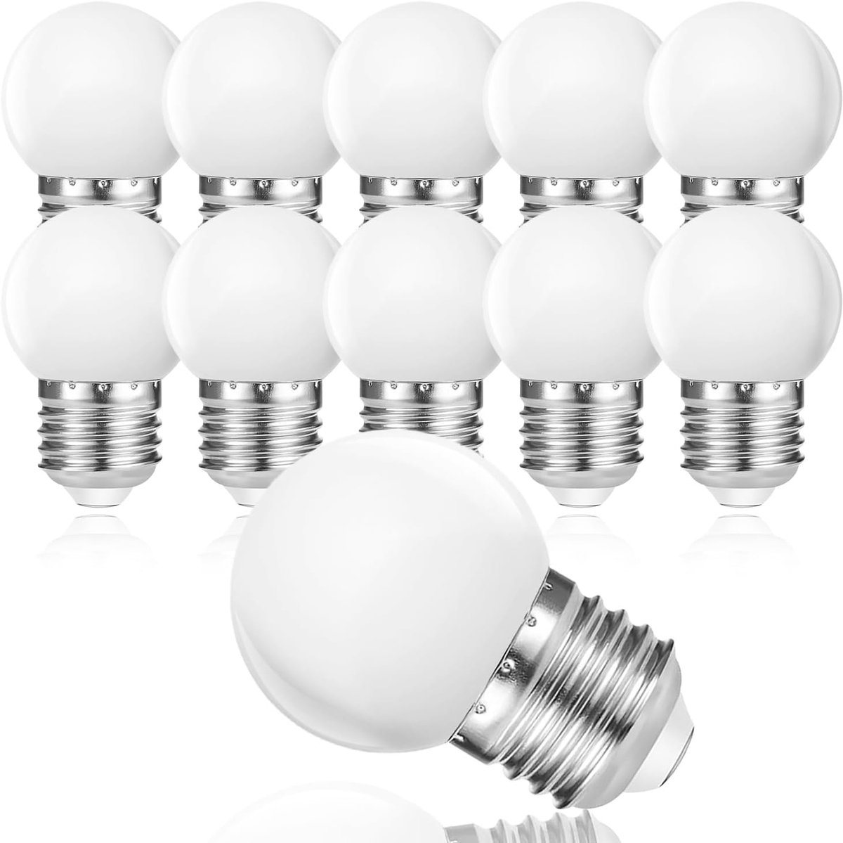 Pack van 10 LED E27 G45 Globe vervangt 20W gloeilampen, warm wit 3000K, 3W G45 LED-lampen, 155lm, matte PC cover, niet dimbaar