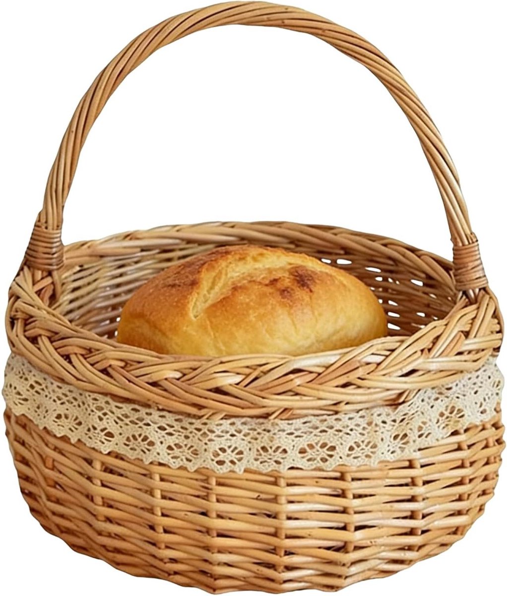 Rieten mand - Wilgenmand opbergmand - Picknicken en organiseren - Handgevlochten natuurlijk materiaal - 28x28x28 cm - Bruin