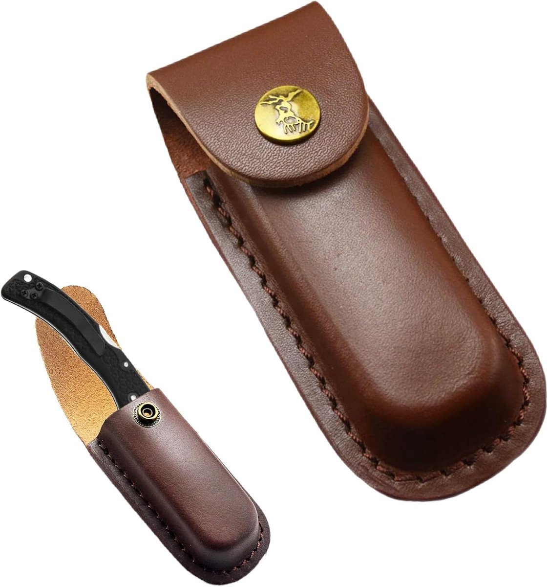Schede Lederen Zakmes Tas, Leren Tas voor Messen, EDC Lederen mes Riem Holster, van Toepassing op voor Opvouwbare Messen
