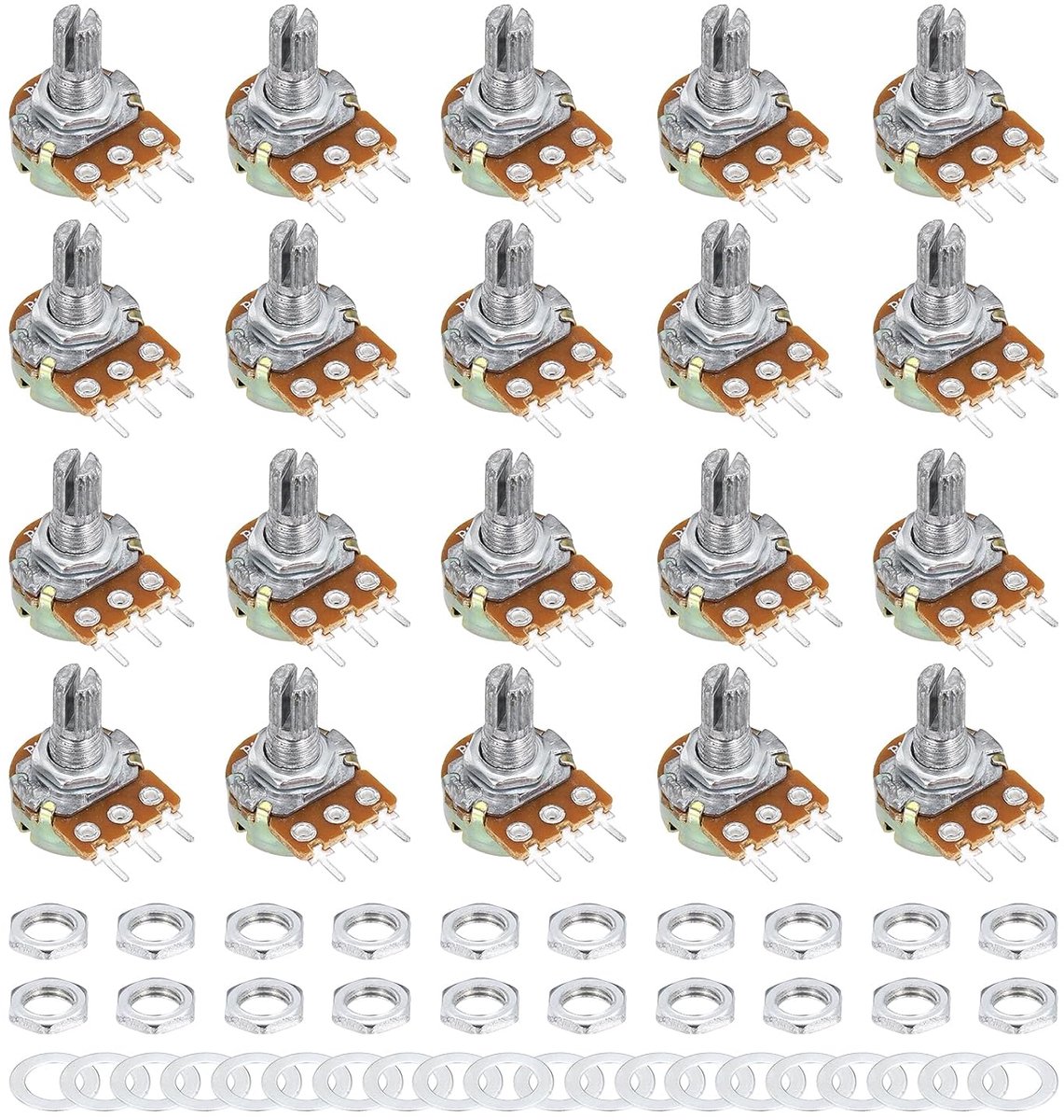 20 Pack WH148 Potentiometer B100k Ohm Enkele Scharnierende Variabele Weerstanden 3 Klemmen, Lineaire Taper Draaibaar Voor Audio Volume Control