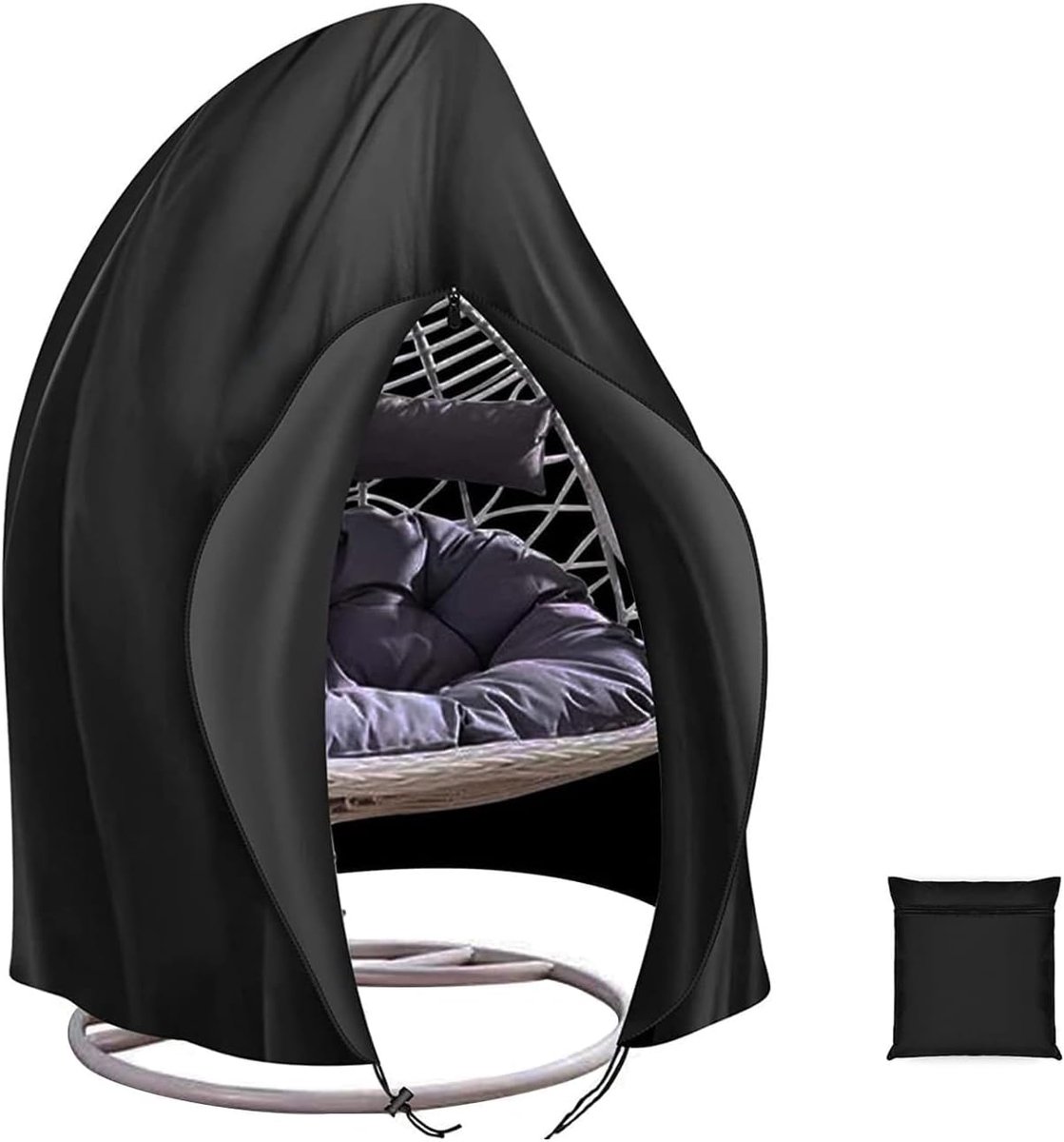Hangstoelhoes, eivorm, met ritssluiting, van 420D Oxford-stof, waterdicht, anti-uv en winddicht, voor schommelbank