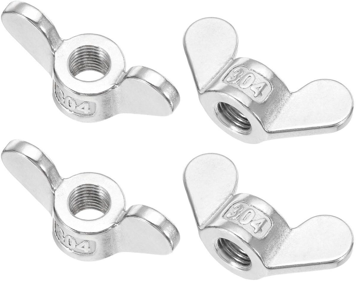 M16 vleugelmoer, 4 stuks 304 roestvrij stalen vlindermoer, twist bevestigingsonderdelen, gladde afwerking, vleugelmoeren voor reparatie, techniek, 4 stuks