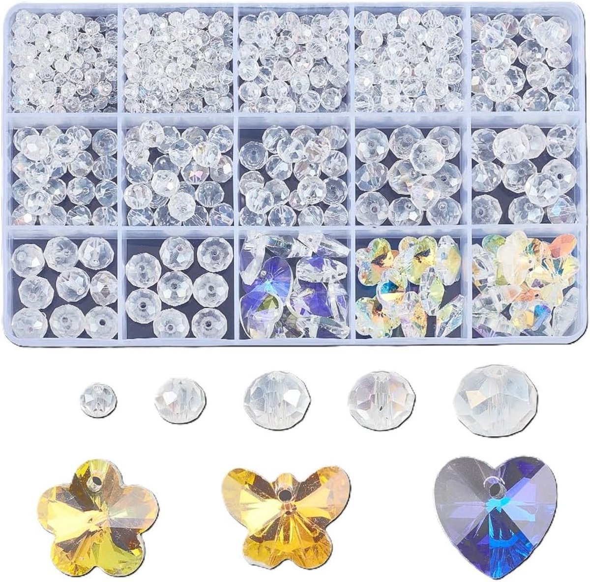 525 stuks lampkristallen prisma's zonnevanger prisma regenboogmaker glas rondelle hart vlinder kraal bedels kroonluchter kristallen kralen hangend ornament voor thuis kamer binnen ramen lamp