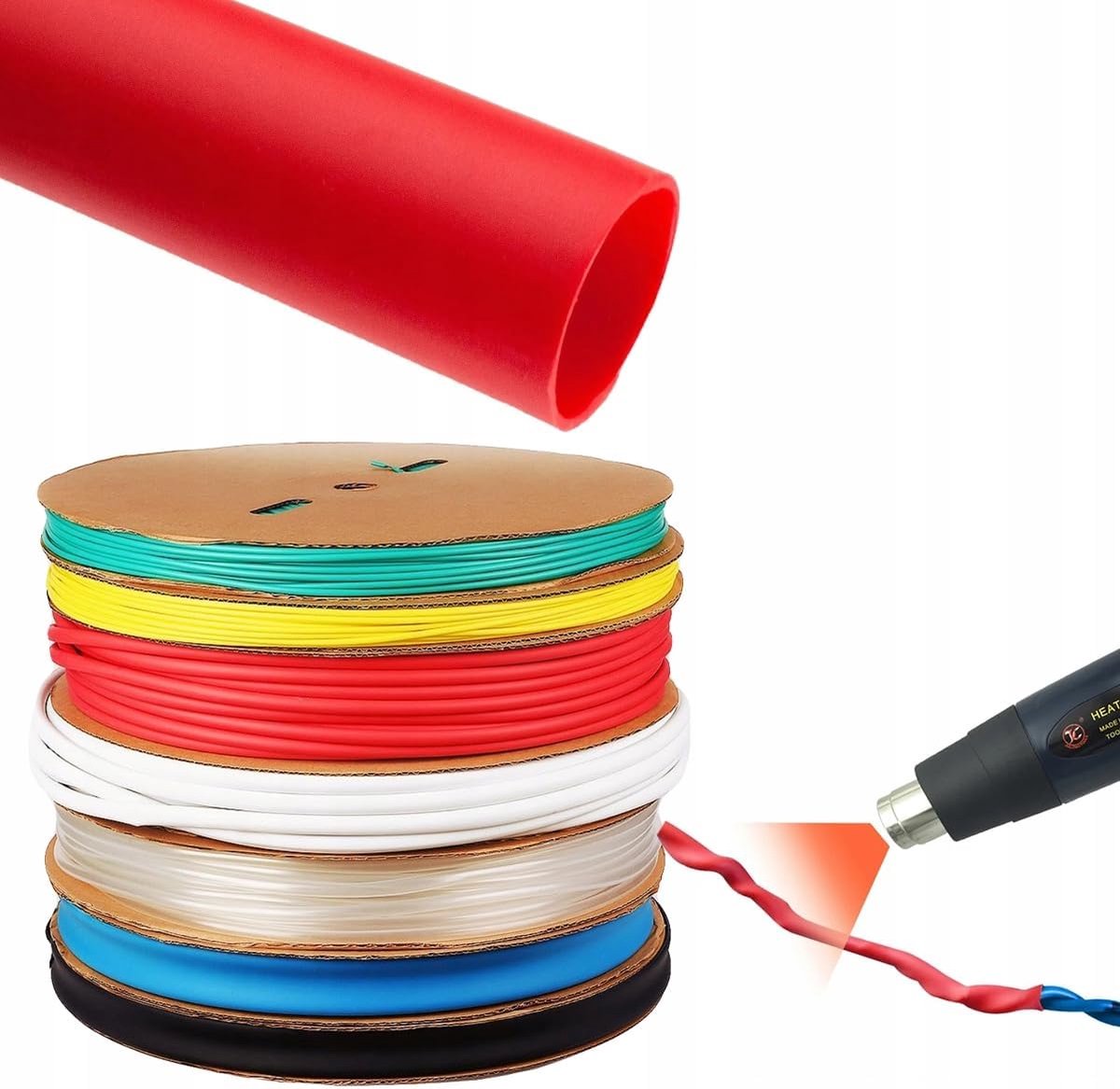 Rode krimpkous, 12 mm, 1 m, 2:1 krimpverhouding, uv-bestendig, 1000 V, elektronica, telecommunicatie, auto-industrie, isolatieslang