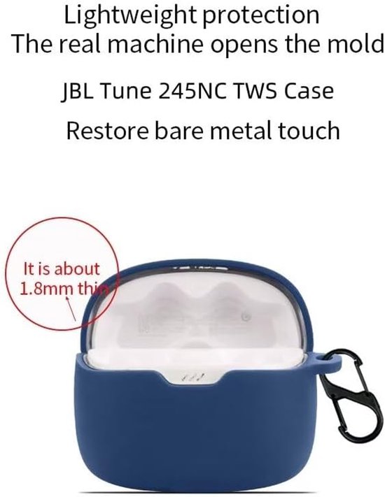 Hoesje compatibel met JBL Tune 245NC TWS, siliconen schokbestendige beschermhoes [LED aan de voorkant] Compatibel met JBL Tune 245NC TWS. Zwart van hoesje — afbeelding 4