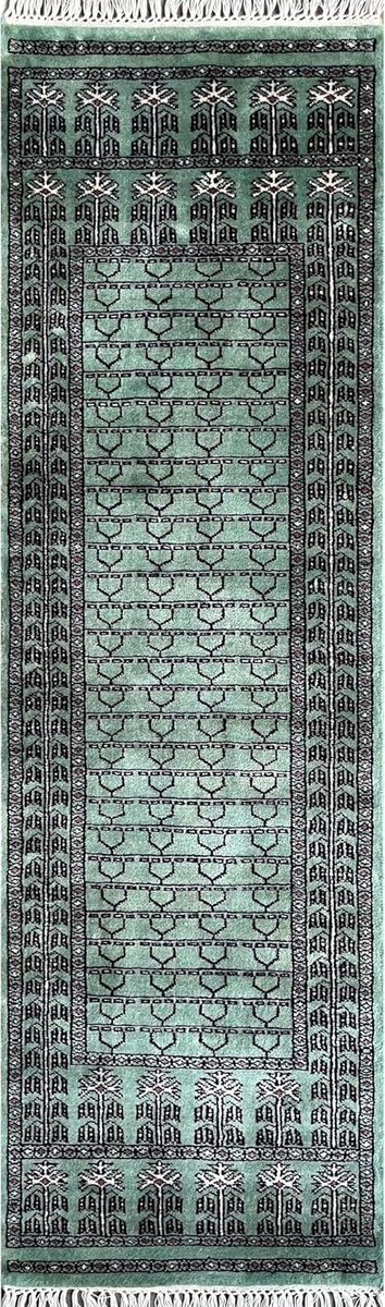 Wollen lichtgroen vloerkleed, 2 x 6 ft, handgeknoopt, traditioneel