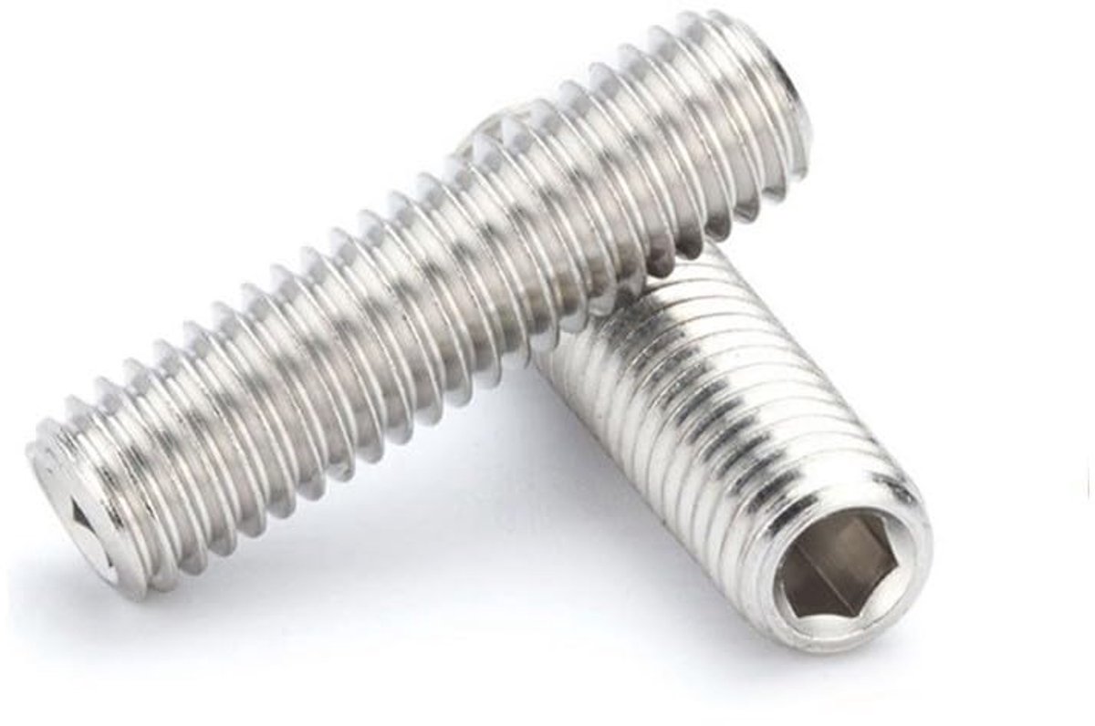 Zonder Kop - Roestvrij Staal 201 Metrische Draad Zeskant Inbusschroeven Zilver, M6 x 40mm (20 Stuks)