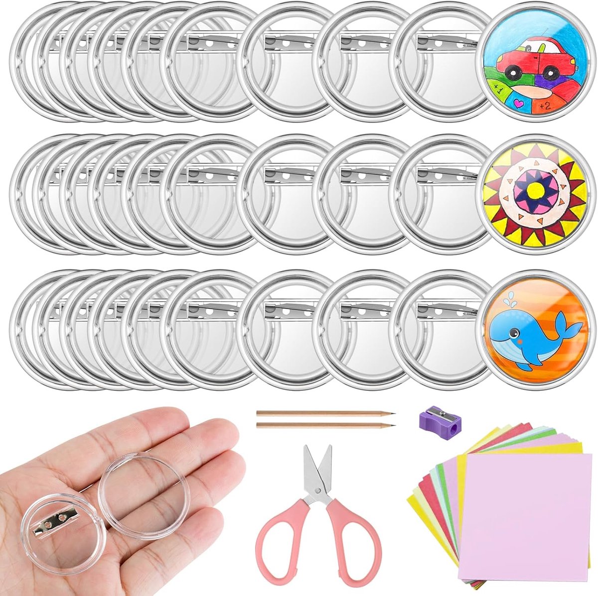 Knopen Pinbadges Zonder Knoopmachine, Acryl Knopen DIY Met Veiligheidsspeld, Transparante Knoopspelden DIY 38mm, Knoop Met Pin Voor Foto, Foto, Kleding, School