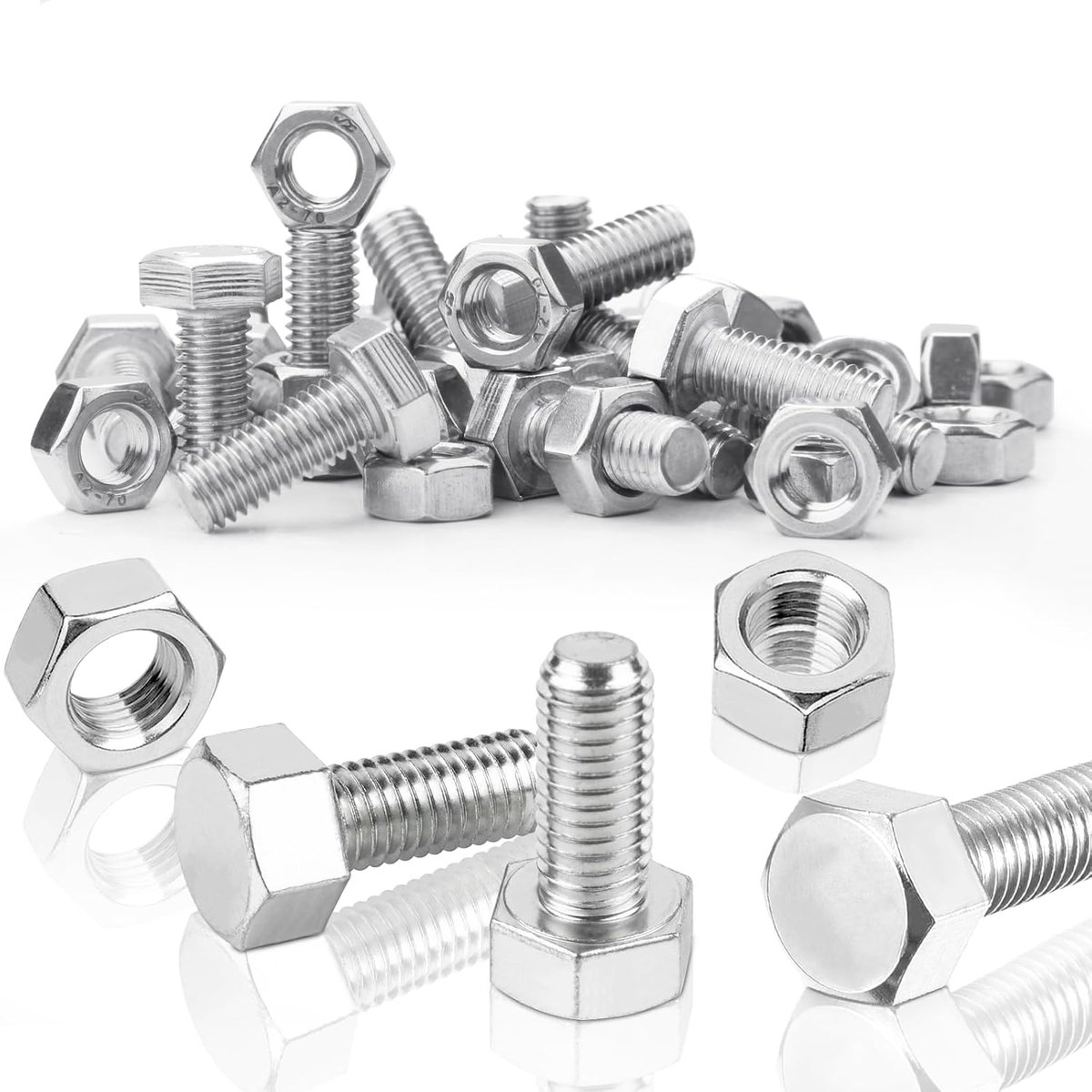Zeshoekige schroeven M8 x 20 mm bouten en zeskantmoeren set DIN 933 / ISO 4017 roestvrijstalen schroeven A2 V2A buitenzeskant volledige draad machine schroeven (20 sets)