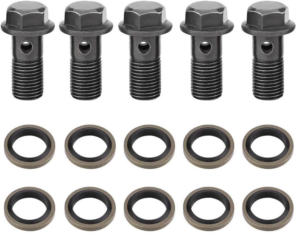 5 stuks Motorfiets Rembouten, Remkoppeling 5 stuks Motorfiets Banjo Bouten & Ringen vervanging voor Remklauw Hoofdremcilinder M10 x1.25/M10 * 1.0mm (M10¡Á1.25mm)