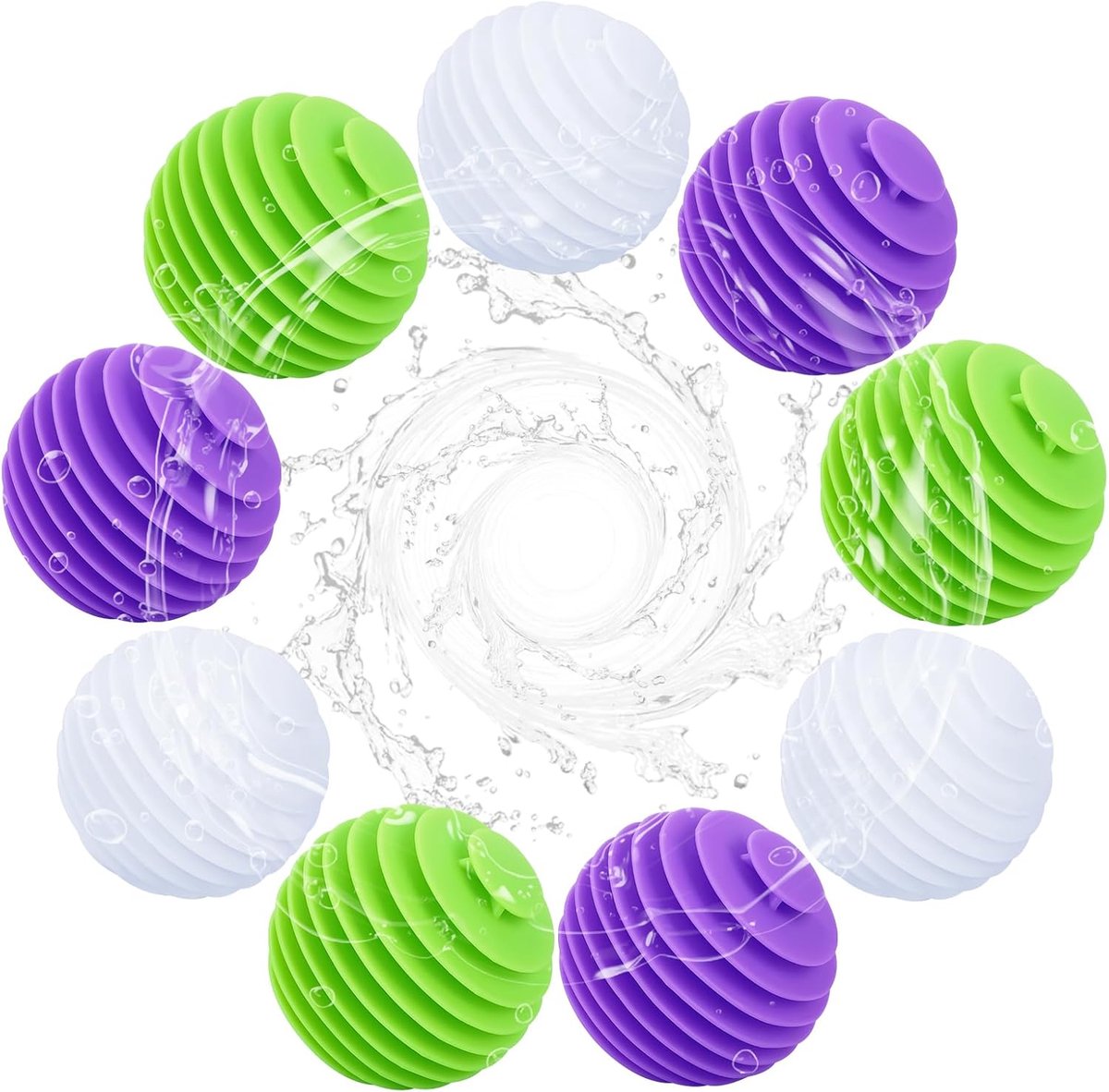 9 stuks drogerballen voor wasdroger, wasballen voor donsjacks, herbruikbare drogerballen, wasbal voor wasmachine, droger, ballen voor thuiskleding (groen, wit, paars)
