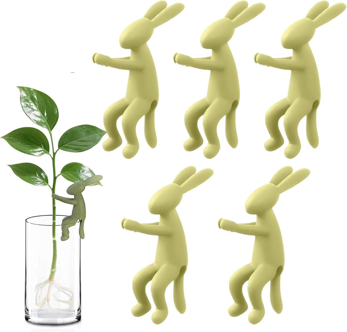 Vaas Propagation Buddy, konijnenthema, 5-delige set, antislip, schattige vrienden voor de verspreiding van binnen, vensterbank, balkon, tafel