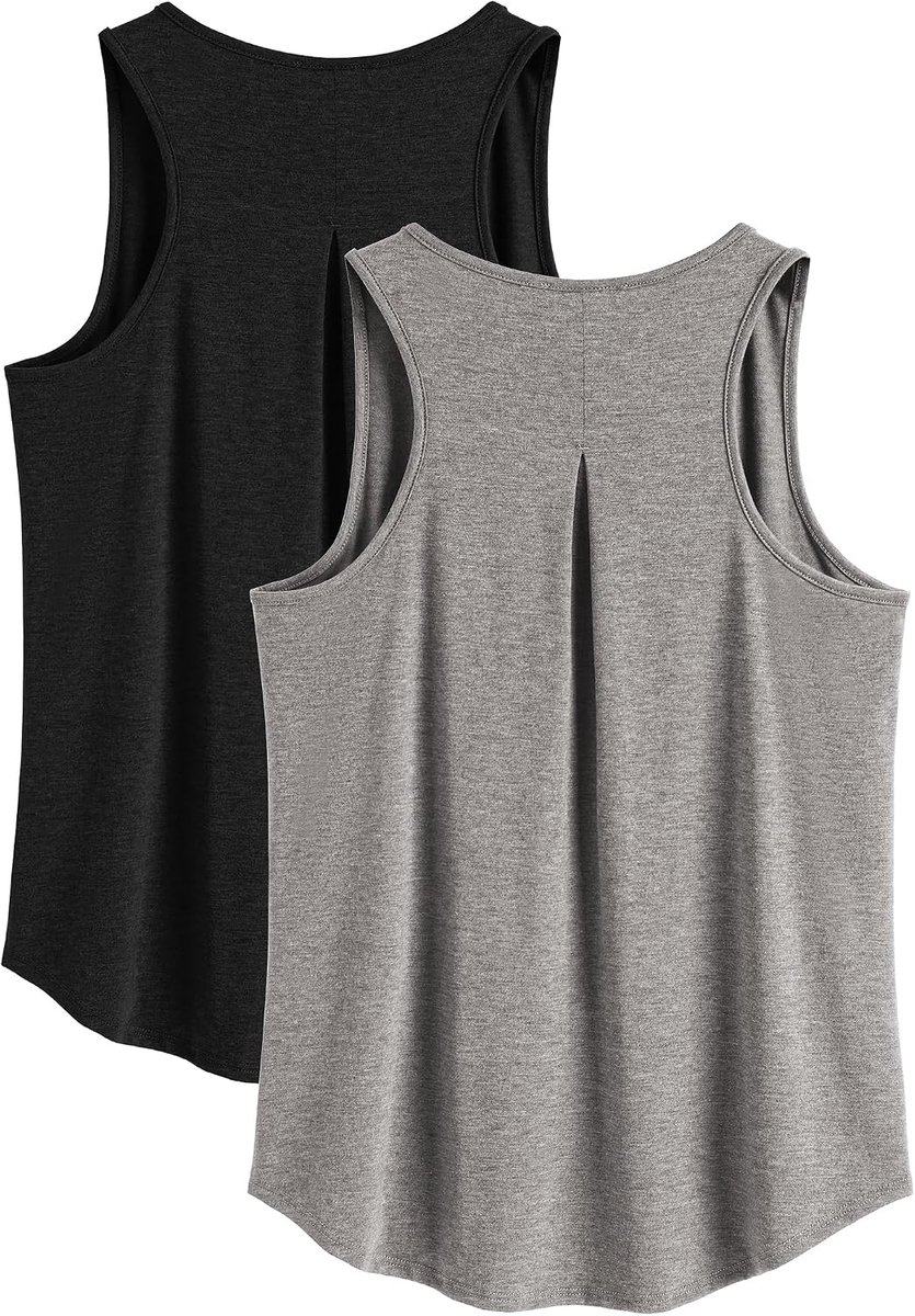2-pack sporttanktops voor dames, yoga-sporttops, snel drogende, mouwloze racerback-sporttops, zomerse ademende fitness-hardloopshirts, jogging- en sportschooltanktops