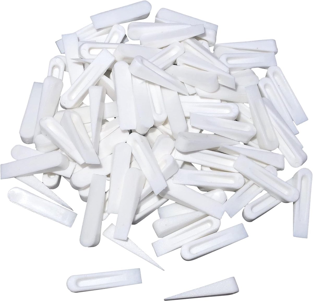 - C54964 - Set van 100 wiggen/sluitringen/hakken voor het nivelleren van tegels en aardewerk 25 mm - badkamer/keuken/woonkamer/terras/toilet - van kunststof