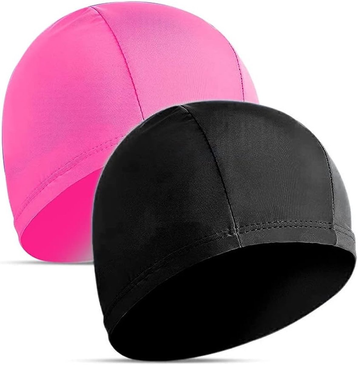 2 stuks elastische badmutsen, comfortabele stof, badhoed, lichte badmutsen voor vrouwen, mannen en kinderen tijdens het zwemmen, stijl 1