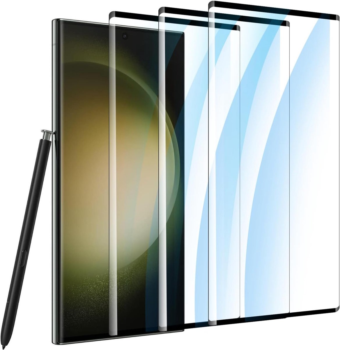 【3 stuks】schermbeschermer voor Samsung Galaxy S23 Ultra,HD Clear Displaybescherming aangemaakte glas Screen Protector,9H hardheid,Gemakkelijk te Installeren,Anti-kras,Geen Luchtbellen
