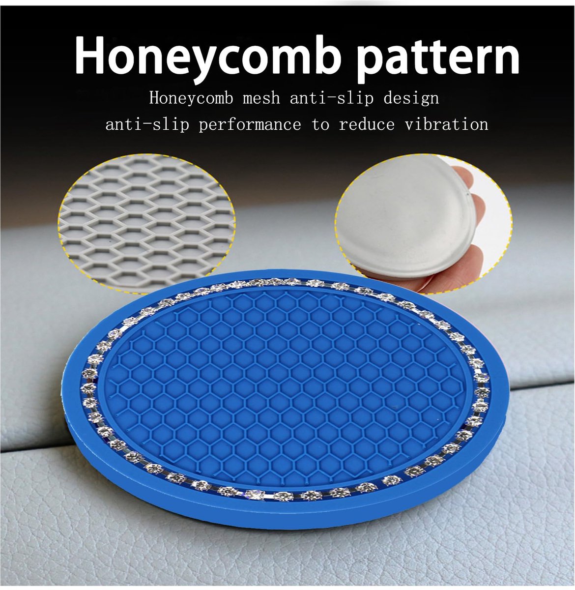Auto-onderzetters 4 stuks - antislip siliconen - sprankelende strass - interieurdecoratie voor vrouwen - SnelShoppen