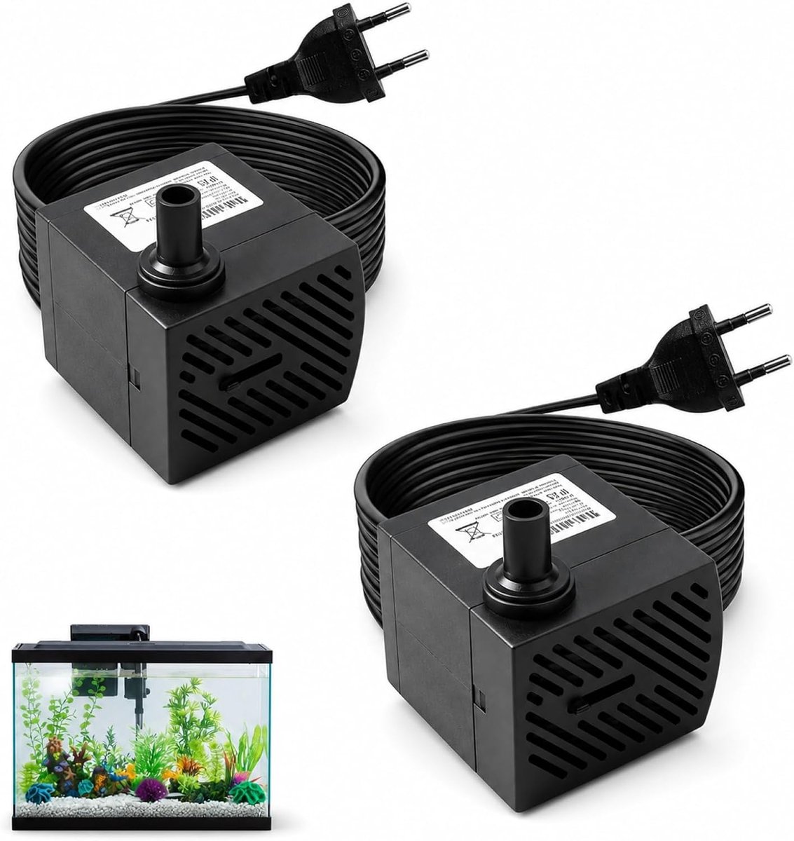 Mini waterpomp 3 W - onderdompelpomp 180 L/H - stille motor - ideaal voor aquariums en fonteinen - SnelShoppen
