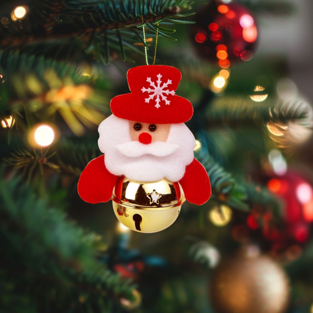 Kerstboomversiering - Kerstman met bel - 11 x 10 cm 1 Stuks [58589A]