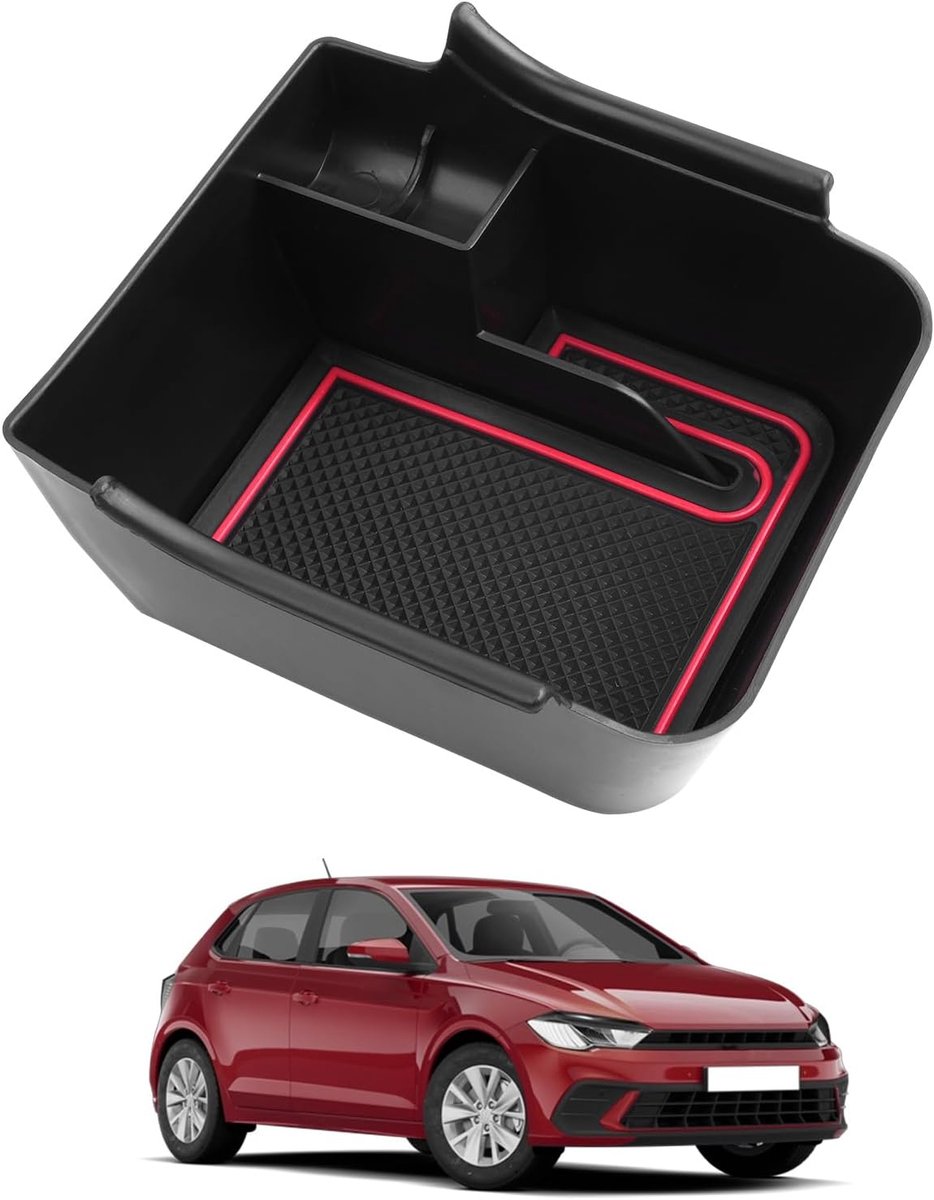 Storage box in the centre console for VW Polo AW Taigo 2018-2022 2023 2024, shelf in the armrest, with non-slip bottom - ShopVlot