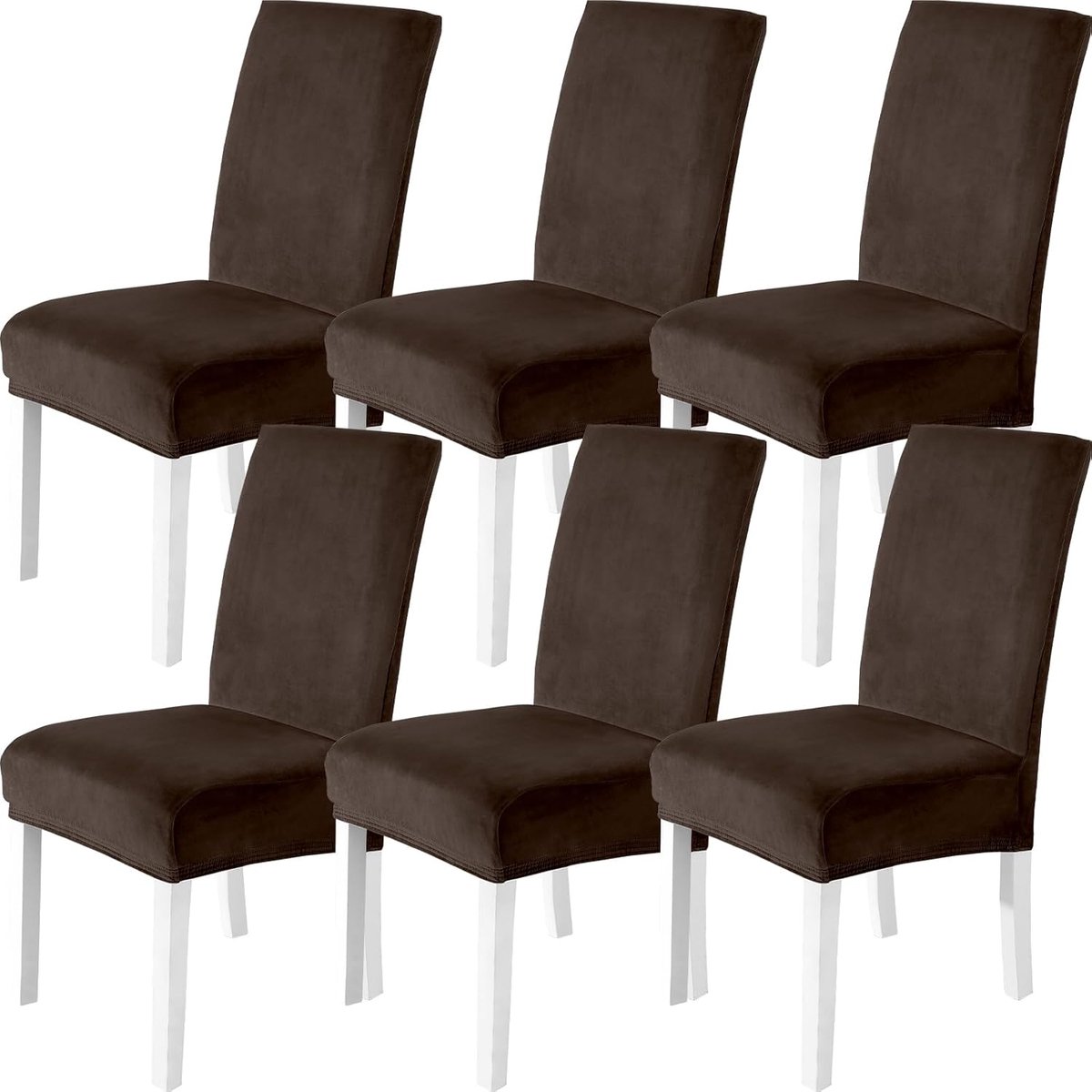 Eetstoelhoezen 6 Stuks, Stretch Stoelhoezen Universele, Moderne Verwijderbare Wasbare Eetkamerstoelhoezen Voor Thuis Restaurant Hotel, Donkere koffie