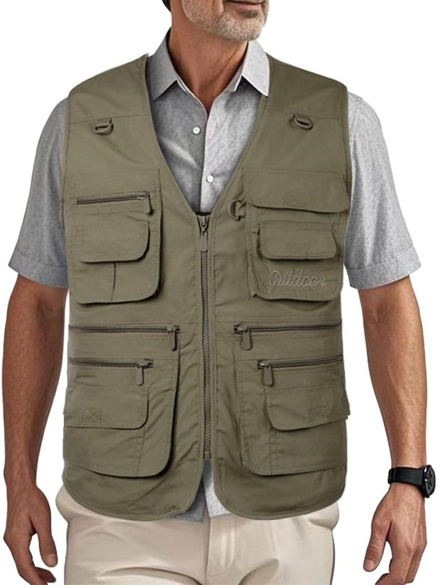 Casual Vissen Vest Multi Pocket Outdoor Ademend Safari Vissen Vest Utility Foto Gilet Reizen Jacht Wandelen Jas MJ10