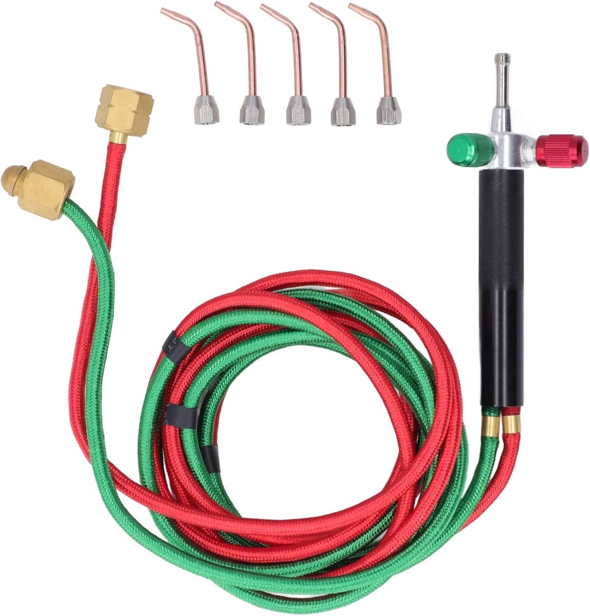 Gas Kleine Zaklamp, Micro Zuurstof Zaklamp Kit Acetyleen Lastoorts met 5 Tips, Hoge Temperatuur Lasgas Zaklamp Solderen Geschikt voor Slangen Sieraden Reparatie, Hobbyisten, Ambachten