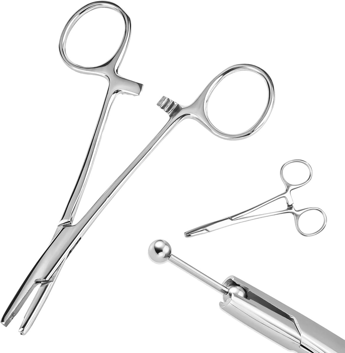 3 mm piercingtang, piercinggereedschap, piercingtang voor balletjes, piercings, klem voor het veranderen van oor, lip, navel, tong, neus, wenkbrauwpiercings