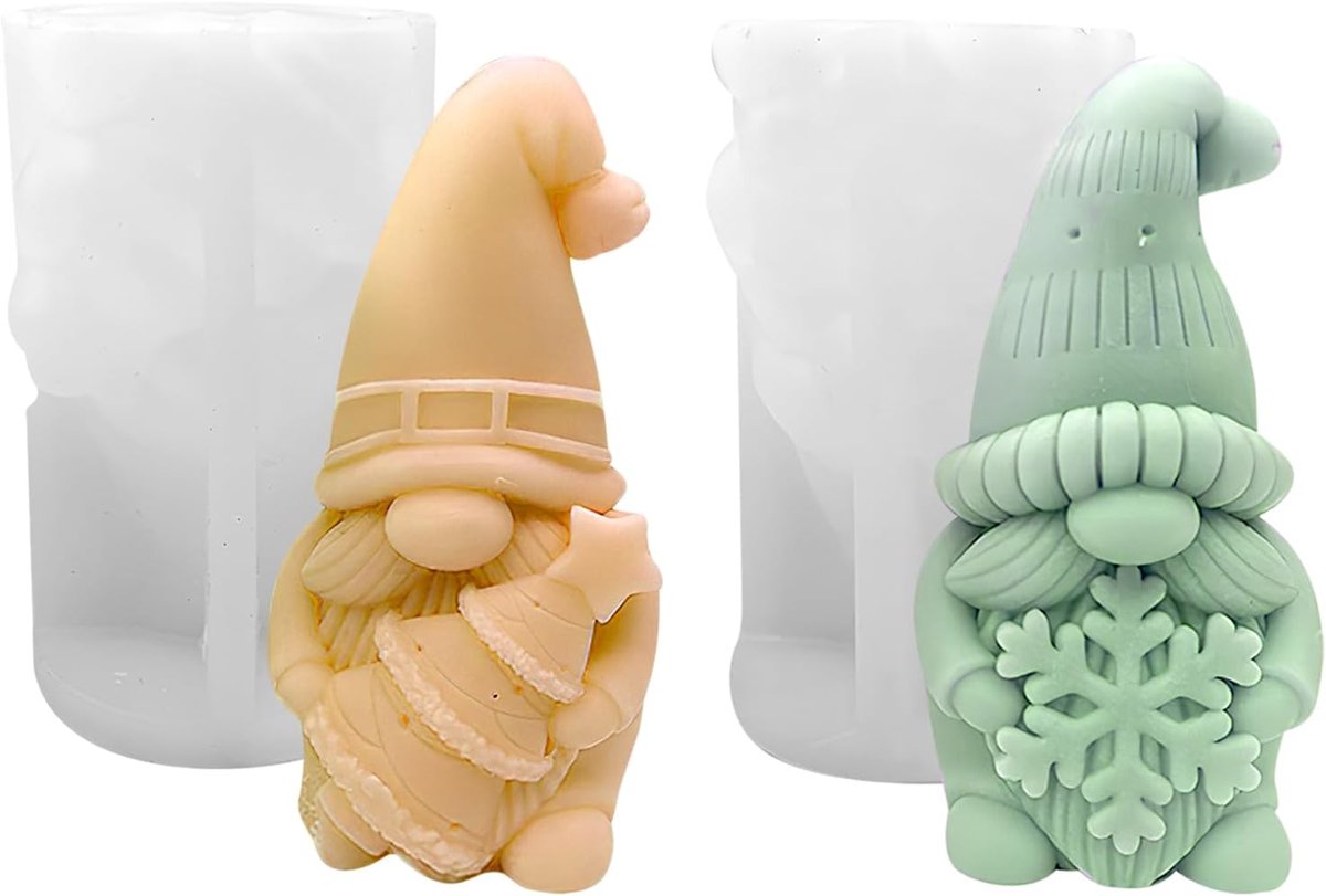 2 stuks 3D kabouter siliconen vorm, dwerg 3D kaarsvorm siliconen vorm gietvormen kaarsen siliconen vorm gietvorm kabouter dwerg vormen zeepvorm