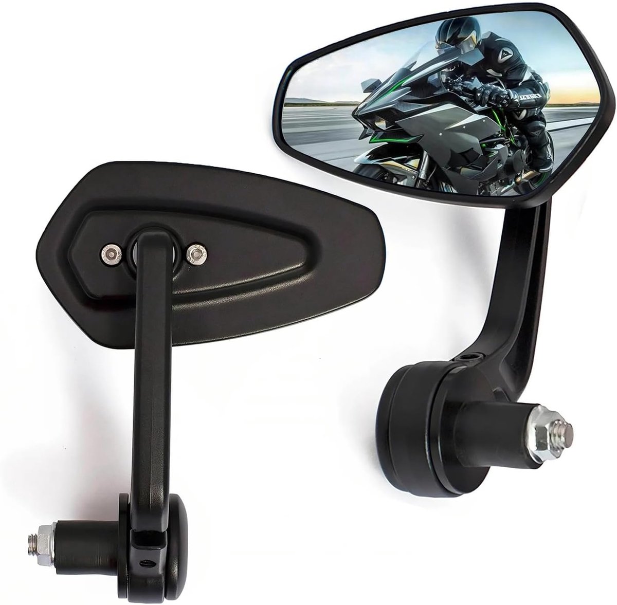 Motorfiets spiegel Achteruitkijkspiegel, universeel 7/8" 22 mm zijspiegel 360° draaibare stuurspiegel voor Street Bike Roller Moped Supermoto Quad ATV(zwart#3)