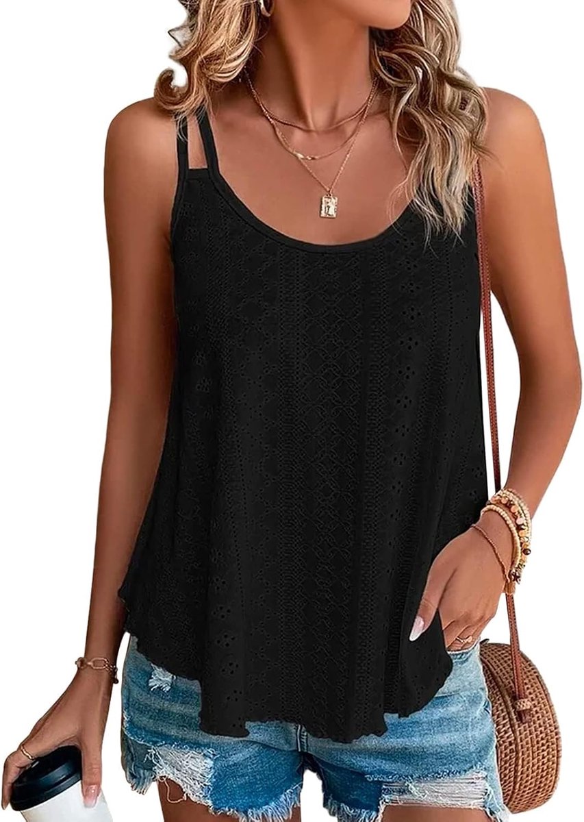Tanktop, sexy zomertop voor dames, mouwloos T-shirt, spaghetti cami bovenstuk, zomermode, shirt met ronde hals, blouses, basic tops