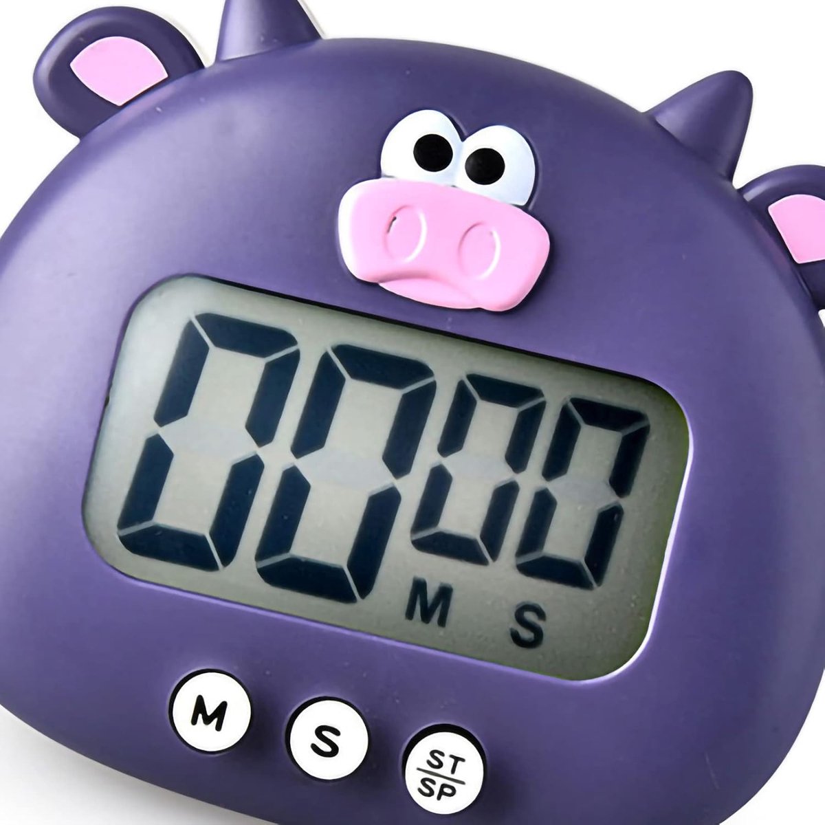 Cartoon Dieren Digitale Timers, Countdown Timer Kid Timers Lcd-scherm Magnetische Keuken Timer met AAN/Uit Schakelaars voor Keuken Koken Bakken Accessoires(Purper)