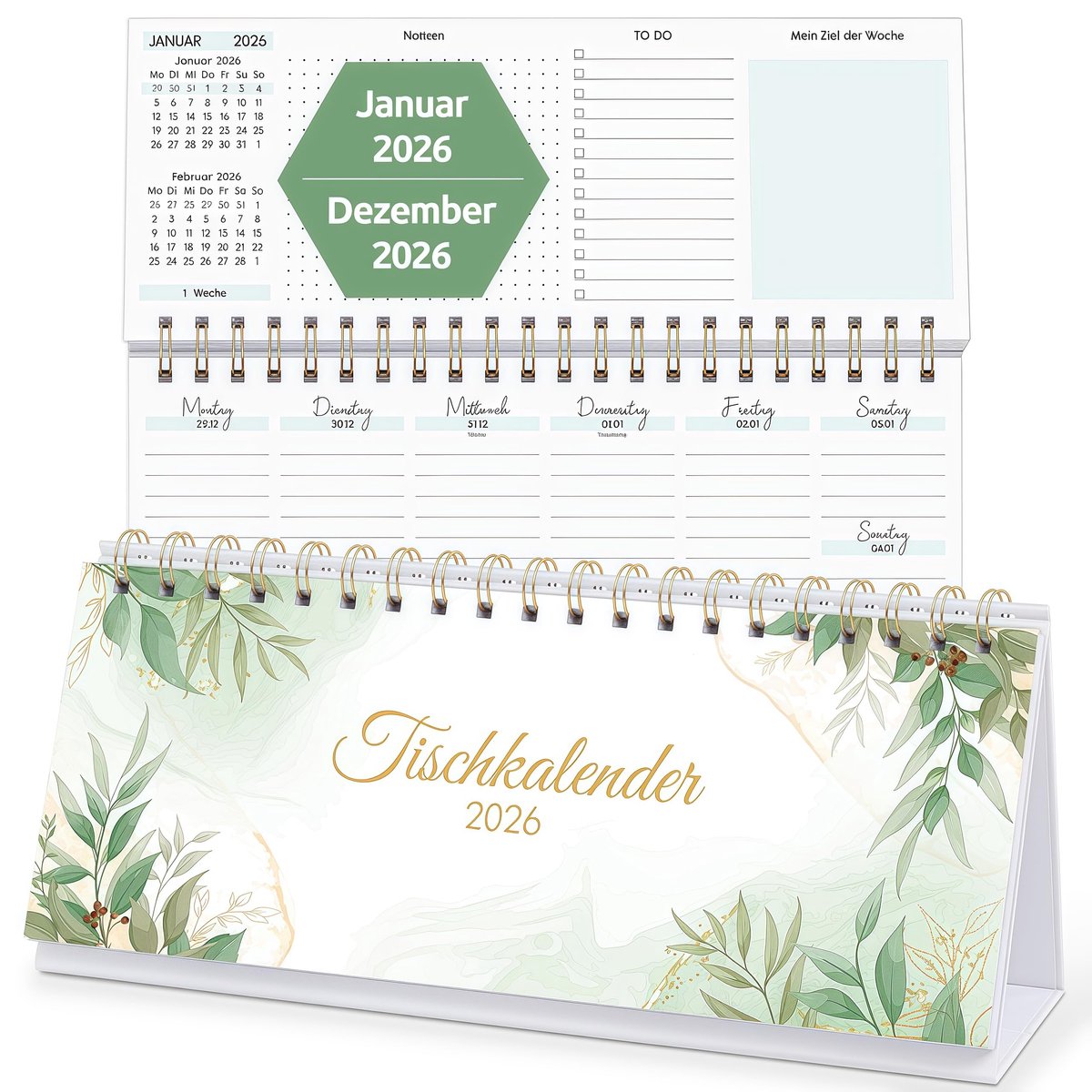 Bureaukalender 2026 - Wekelijkse Kalender - Staand Gebruik - 1 Week 2 Pagina's - SnelShoppen