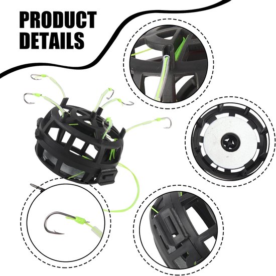 3-Piece Fishing Tackle Set: 360° Feed Basket 6 Multi-Angle Hooks Trout Bait with Swivel – Feeder Accessories for Zander Perch Pike Trout Saltwater And Freshwater Fishing — afbeelding 4