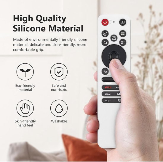 Beschermhoes voor LG MR25GA Remote, ultradun, siliconen hoes, valbescherming, draagbaar, zwart — afbeelding 2