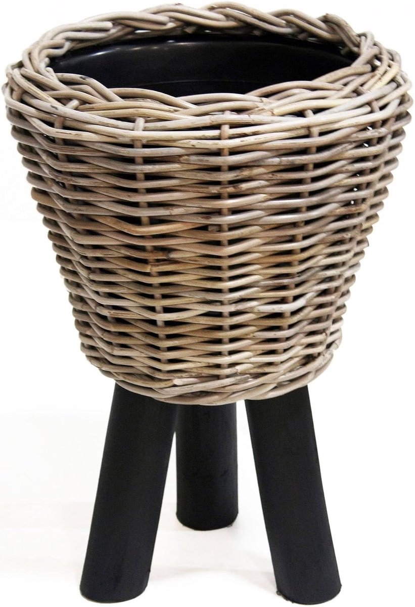 Bloempot met houten poten - Diameter 27 x 42 cm - Duurzame plantenbak - Perfect voor elk interieur - SnelShoppen