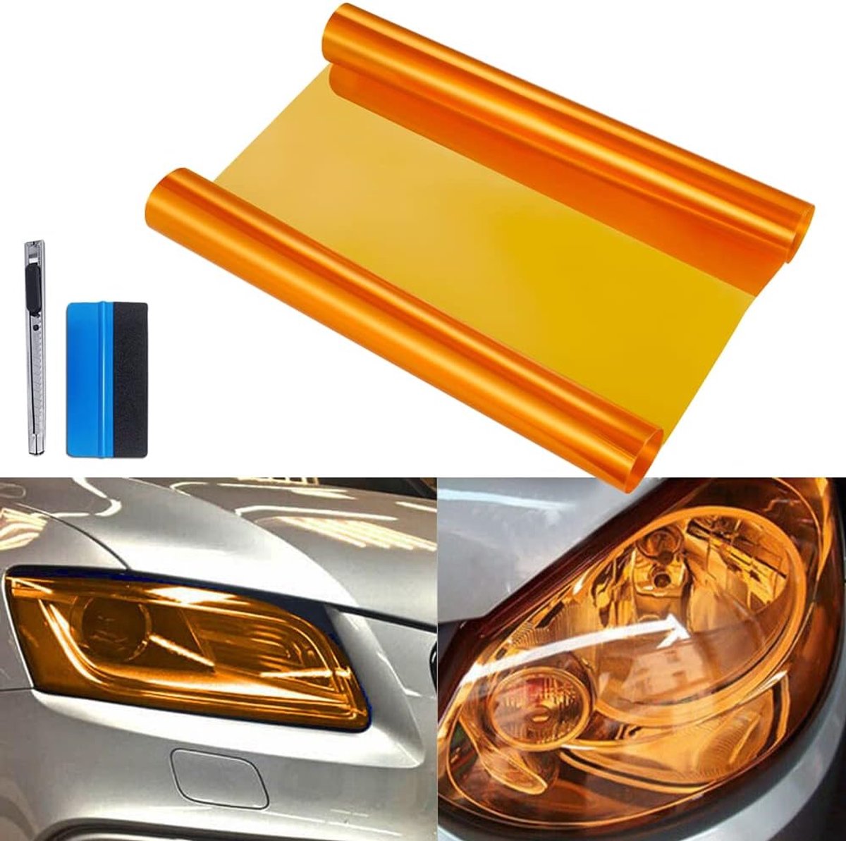40 cm x 152 cm extra brede zelfklevende auto tint koplamp achterlicht mistlamp vinyl rook film sticker cover (oranje)