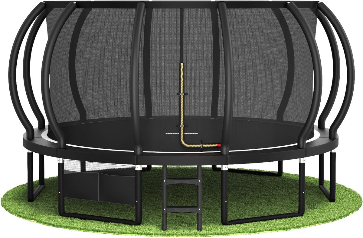 Outdoor Trampoline 7.5ft/10ft/12ft/14ft GS Certified Garden Trampoline With Safety Net, Non-Slip Ladder& Shoe Organiser,Available For Toddlers And Adults, Up to 150kg