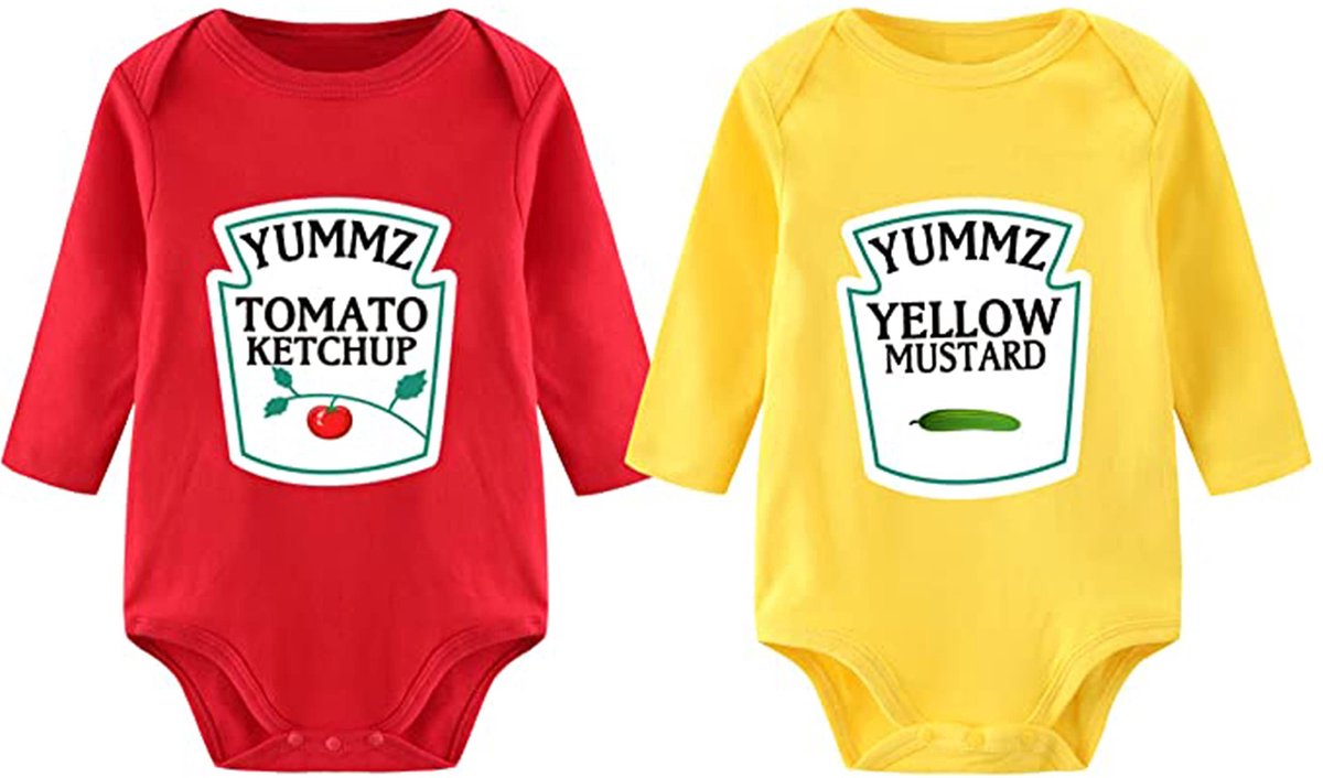 baby rompers 0-3 maanden - patroon - rood geel - leuk cadeau voor tweelingen - SnelShoppen