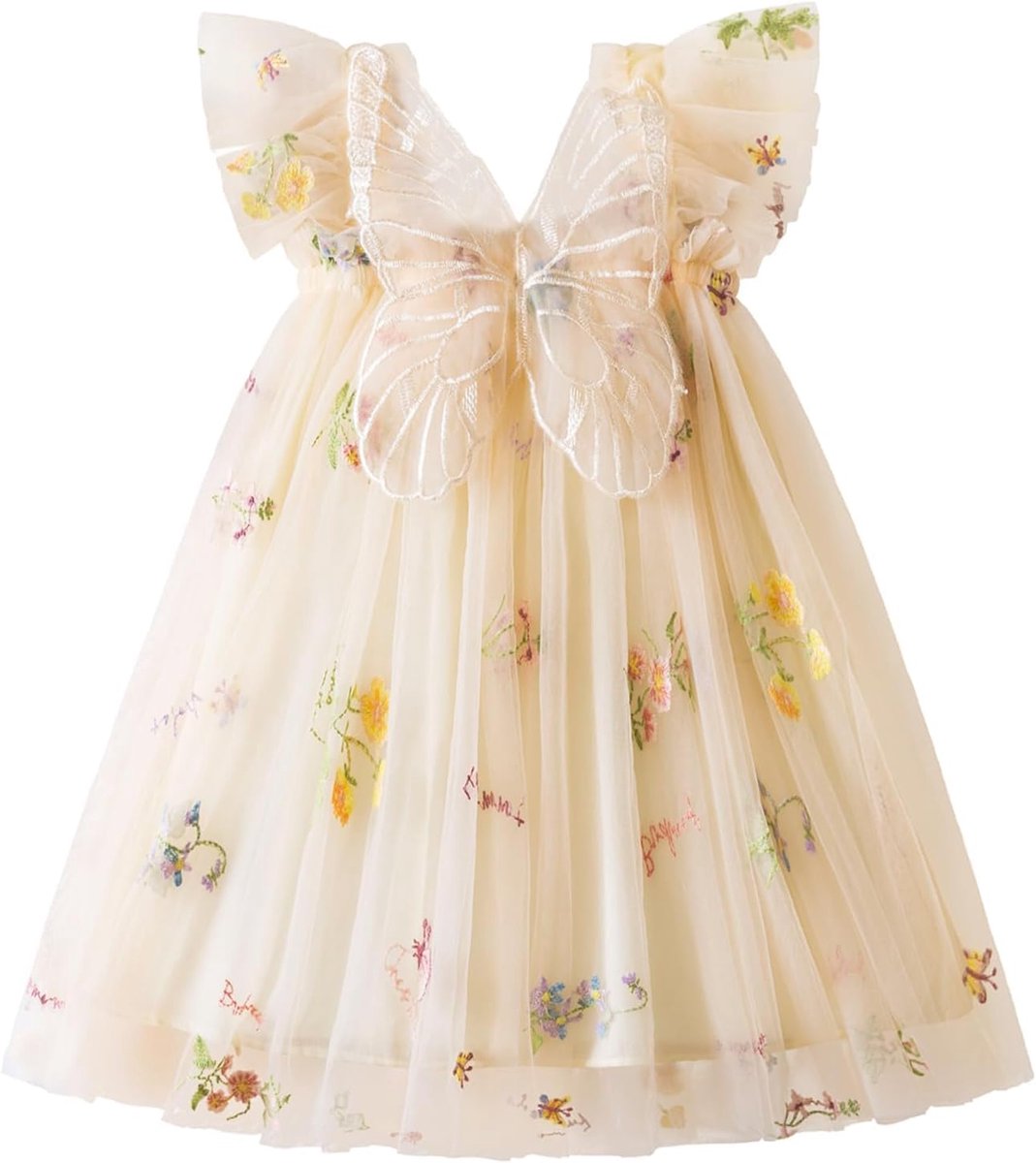 Babyjurk voor meisjes, kleine kinderen, vlinder, tule, jurk, mouwloos, zomer, bruiloft, verjaardag, feestelijk, bloemenjurk voor meisjes, 6 maanden, 5 jaar