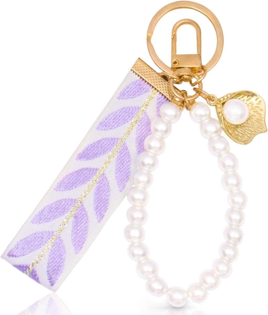 sleutelhanger met parels - korte sleutelhanger met ring, elegant accessoire voor dames