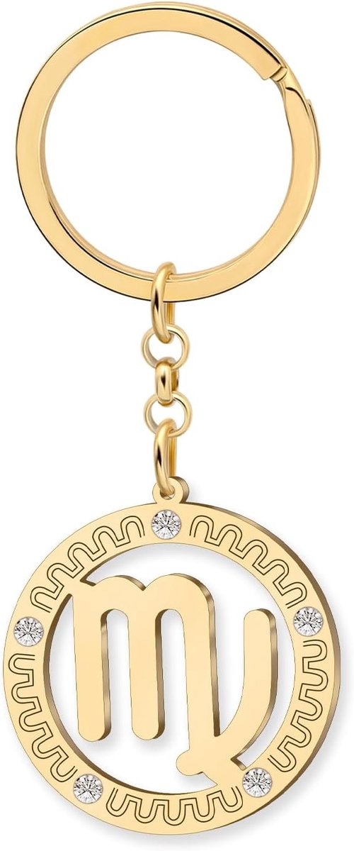 Rvs Sterrenbeeld Sleutelhanger Accessoires met Kristallen 12 Sterrenbeeld Astrologie Geschenken voor Vrouwen Mannen Tas Charm